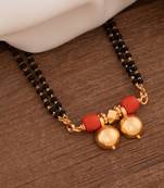 Black beads mangalsutra LONG with double vati pendant one gram gold