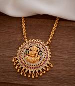 Golden rope chain MEDIUM length with big Laxmi pendant one gram gold