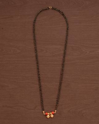 Black beads mangalsutra LONG with double vati pendant one gram gold 2