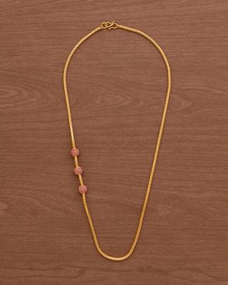 Mugappu chain LONG 30" length with ruby balls one gram gold 2