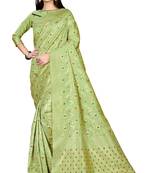 Light green woven banarasi saree with blouse