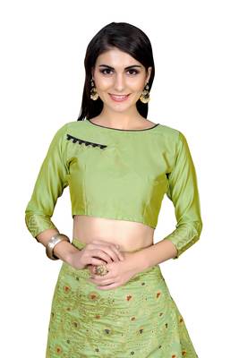Light green woven banarasi saree with blouse 5