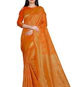 Orange woven banarasi saree with blouse