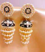 Black 3 Layered Kundan Earrings