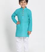  Cyan Pure Cotton Kurta Pyjama Set
