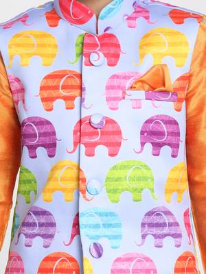 Boys Multicolour Cotton Satin Blend Nehru Jacket 3