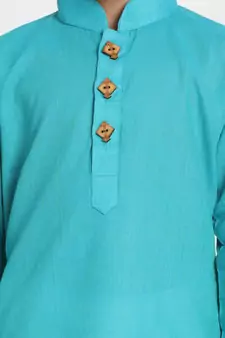 Cyan Pure Cotton Kurta Pyjama Set