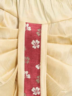 Maroon Woven Blended Cotton Boys Sherwani 5