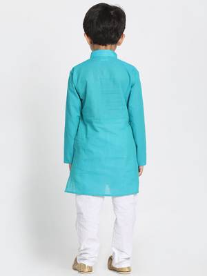  Cyan Pure Cotton Kurta Pyjama Set 4