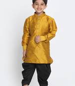 Gold Printed Silk Blend Boys Dhoti Kurta