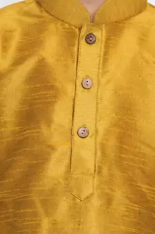 Gold Printed Silk Blend Boys Dhoti Kurta