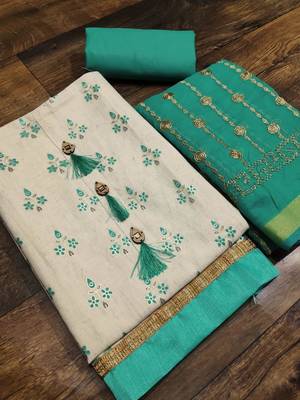 off white printed khadi unstitched salwar with dupatta 1