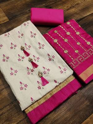 off white printed khadi unstitched salwar with dupatta 1