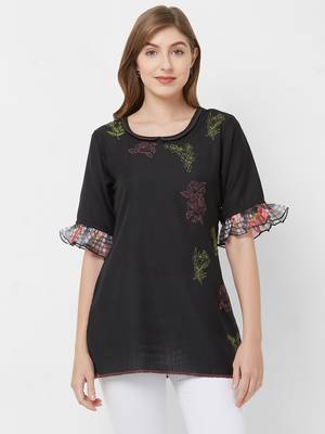 Black printed cotton kurtas-and-kurtis 1