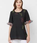 Black printed cotton kurtas-and-kurtis