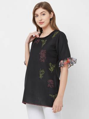 Black printed cotton kurtas-and-kurtis 3