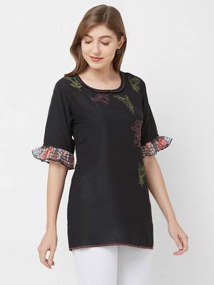 Black printed cotton kurtas-and-kurtis 4