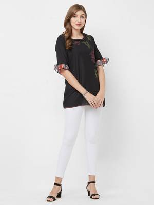 Black printed cotton kurtas-and-kurtis 5
