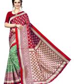 Rust printed bhagalpuri silk saree with blouse