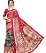 Rust printed bhagalpuri silk saree with blouse