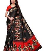 Black printed khadi saree with blouse