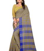 Blue printed linen saree with blouse