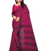 Rani pink printed linen saree with blouse