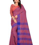 Pink printed linen saree with blouse