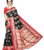 Black printed bhagalpuri silk saree with blouse