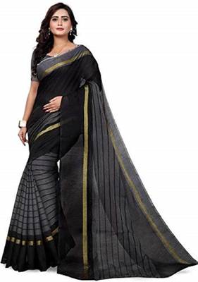 Black printed cotton saree with blouse 1