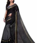 Black printed cotton saree with blouse