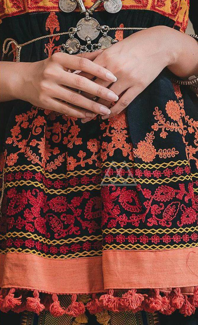 Black Khadi Embroidered Kedia With One Size Sleeve And Tulip Pants Set