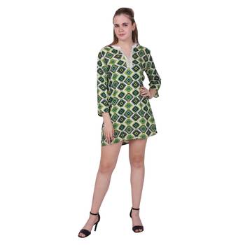 Green Printed Cotton Ethnic Kurti 1