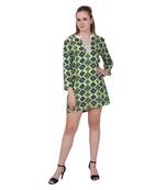 Green Printed Cotton Ethnic Kurti