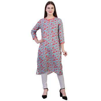 Multicolor Printed Viscose Ethnic Kurti 1