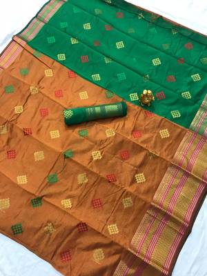 mustard woven art silk saree with blouse 1