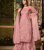 Purple Embroidered Net Salwar