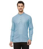 Blue woven cotton men-kurtas