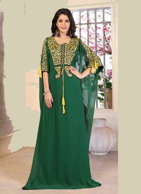 Woman Georgette Thread Work Kaftan 1