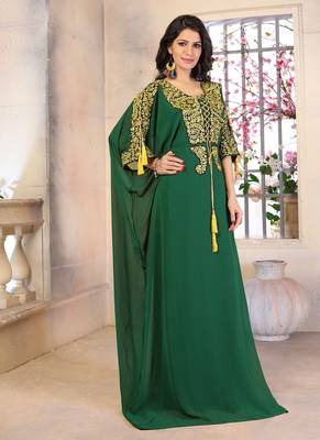 Woman Georgette Thread Work Kaftan 2