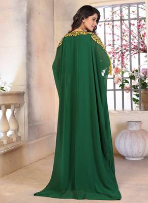 Woman Georgette Thread Work Kaftan 3