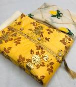 yellow embroidered santoon unstitched salwar with dupatta