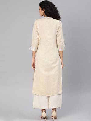 Kimisha Women's Beige Cotton Flex Straight Kurti 3
