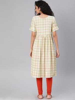 Beige Cotton Flex Anarkali Kurti 3