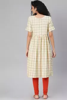 Beige Cotton Flex Anarkali Kurti
