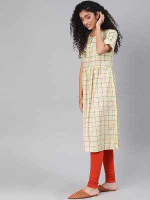 Beige Cotton Flex Anarkali Kurti 4