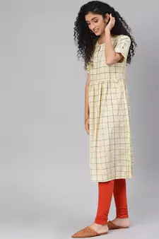 Beige Cotton Flex Anarkali Kurti