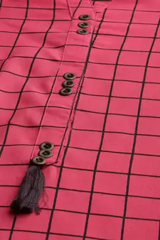 Pink Rayon Cotton Printed A-Line Kurti With Pocket