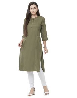 Green plain viscose ethnic-kurtis 1