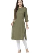 Green plain viscose ethnic-kurtis